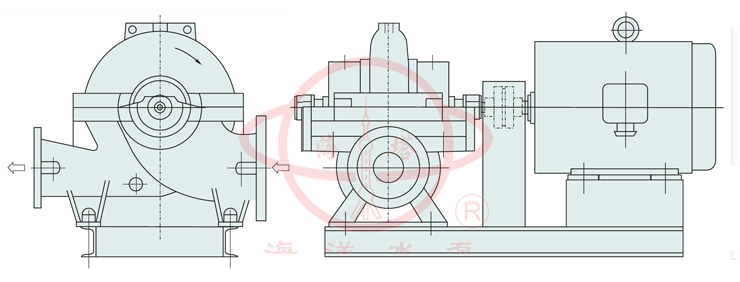 SOW型蜗壳式双吸清水管道离心泵安装形式