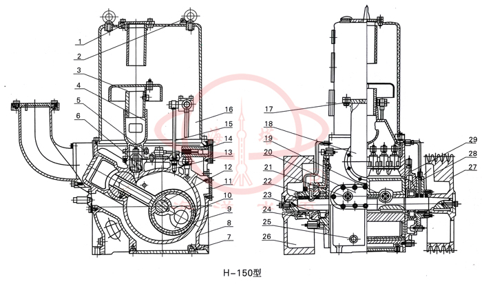 H-150滑阀式真空泵结构图